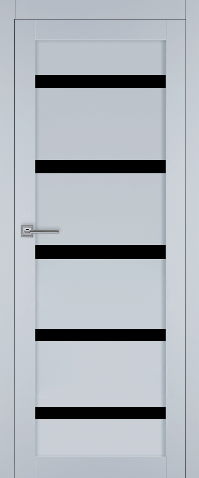 Межкомнатная дверь Т-5 Серый софт чёрное стекло