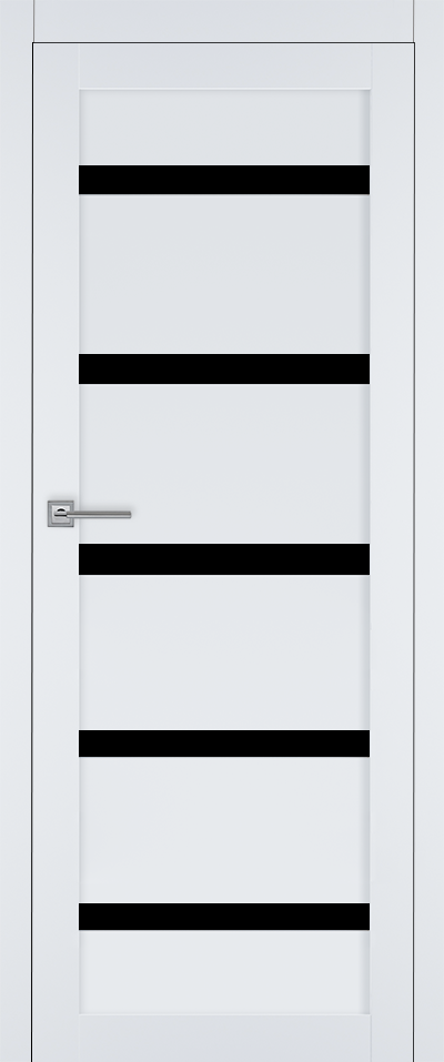 Межкомнатная дверь Т-5 Белый софт чёрное стекло