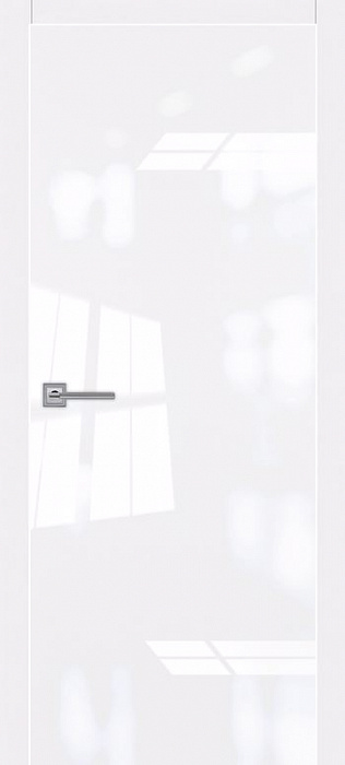 Межкомнатная дверь R Белый глянец кромка в цвет полотна