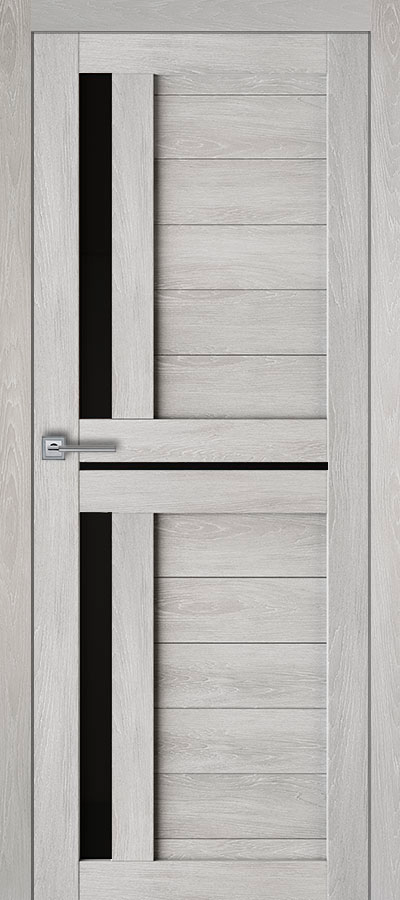 Межкомнатная дверь Т-9 Шале Серый чёрное стекло