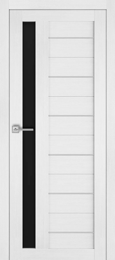 Межкомнатная дверь Т-11 Ясень белый чёрное стекло