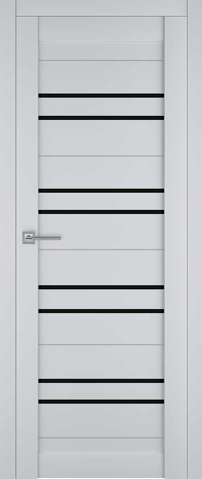Межкомнатная дверь Т-16 Белый софт чёрное стекло