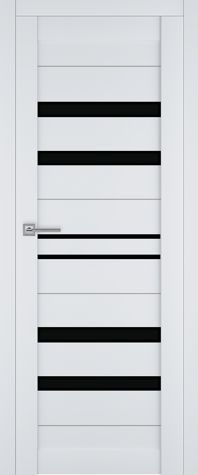 Межкомнатная дверь Т-18 Белый софт черное стекло