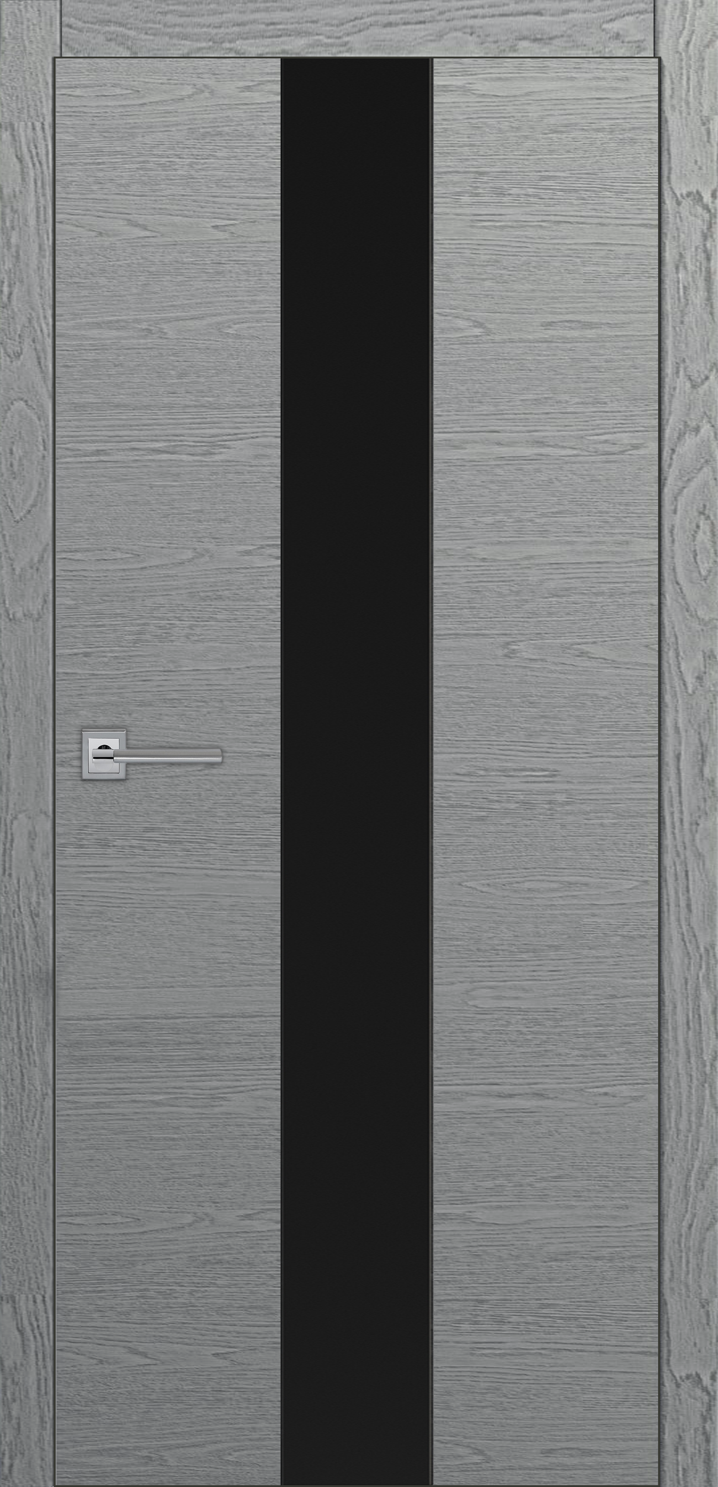 Межкомнатная дверь R-3 Дуб грей черная кромка